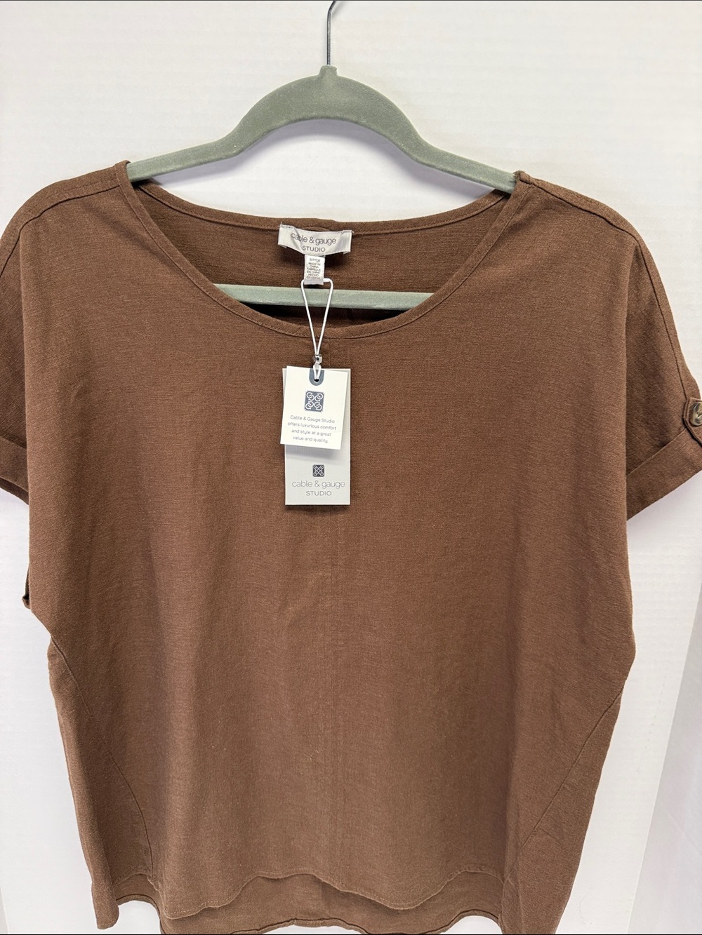 Cable & Gauge Brown Short Sleeve Knit Tee
